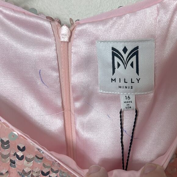 NEW Milly Minis pink silver sequin Angular Shift Dress - Picture 9 of 11